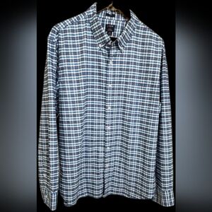 J. Crew~Slim~Flex Oxford~Plaid~Long Sleeve~Button Down~Shirt~ Mens~Size XXL
